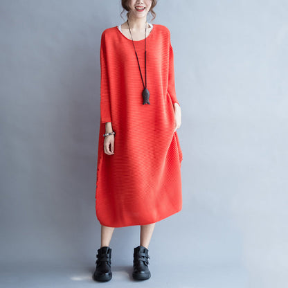 2021 autumn thick red sweater dresses plus size casual knit dress