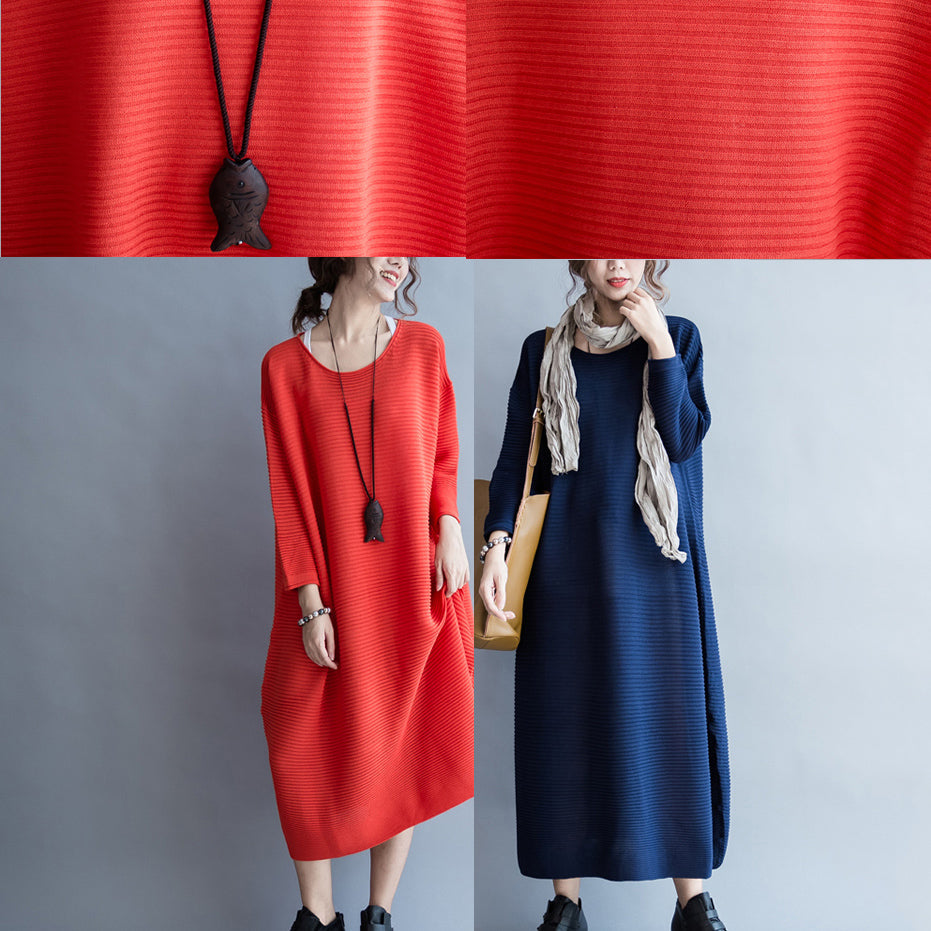 2021 autumn thick red sweater dresses plus size casual knit dress