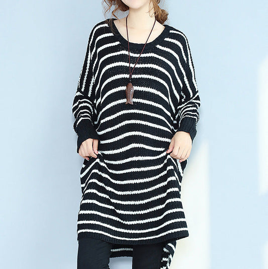 2021 black casual cozy sweater dresses low high plus size o neck knit pullover dress