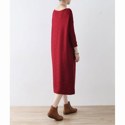 Burgundy wave knit sweater dresses casual long winter dresses cotton sweaters winter 2021