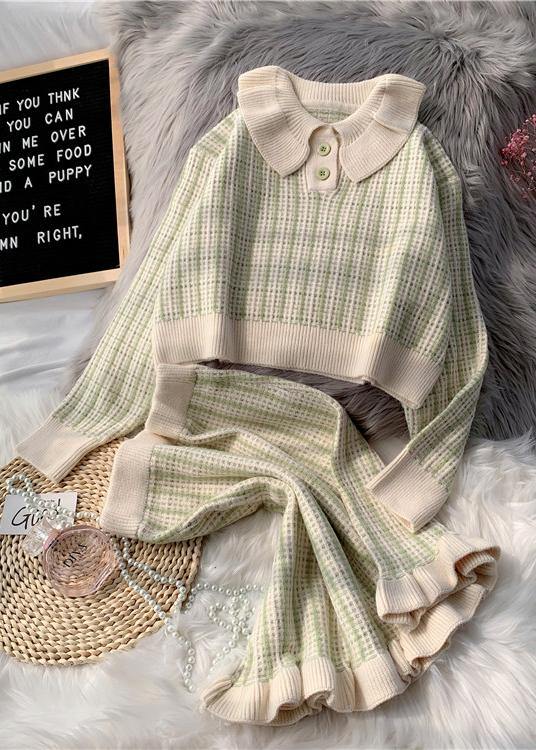 Korean version of short light purple sweater suit loose skirt two-piece suit