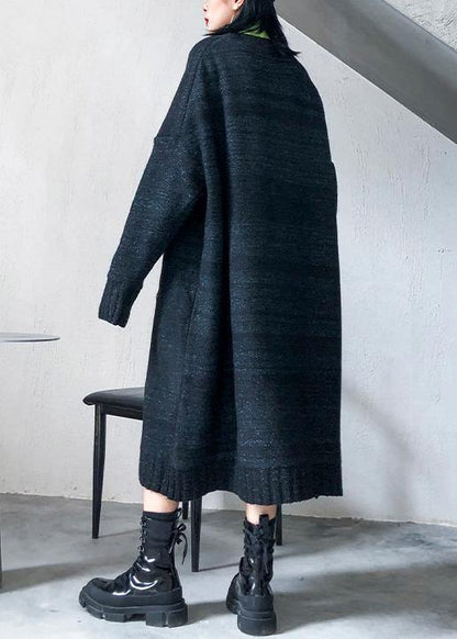 Simple big pockets Sweater fall dress DIY black Tejidos knitted dress